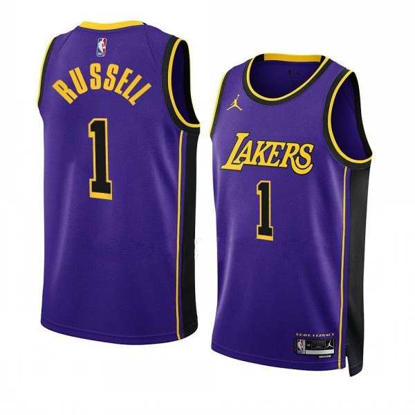 Mens Los Angeles Lakers #1 DAngelo Russell Purple Stitched Basketball Jersey Dzhi